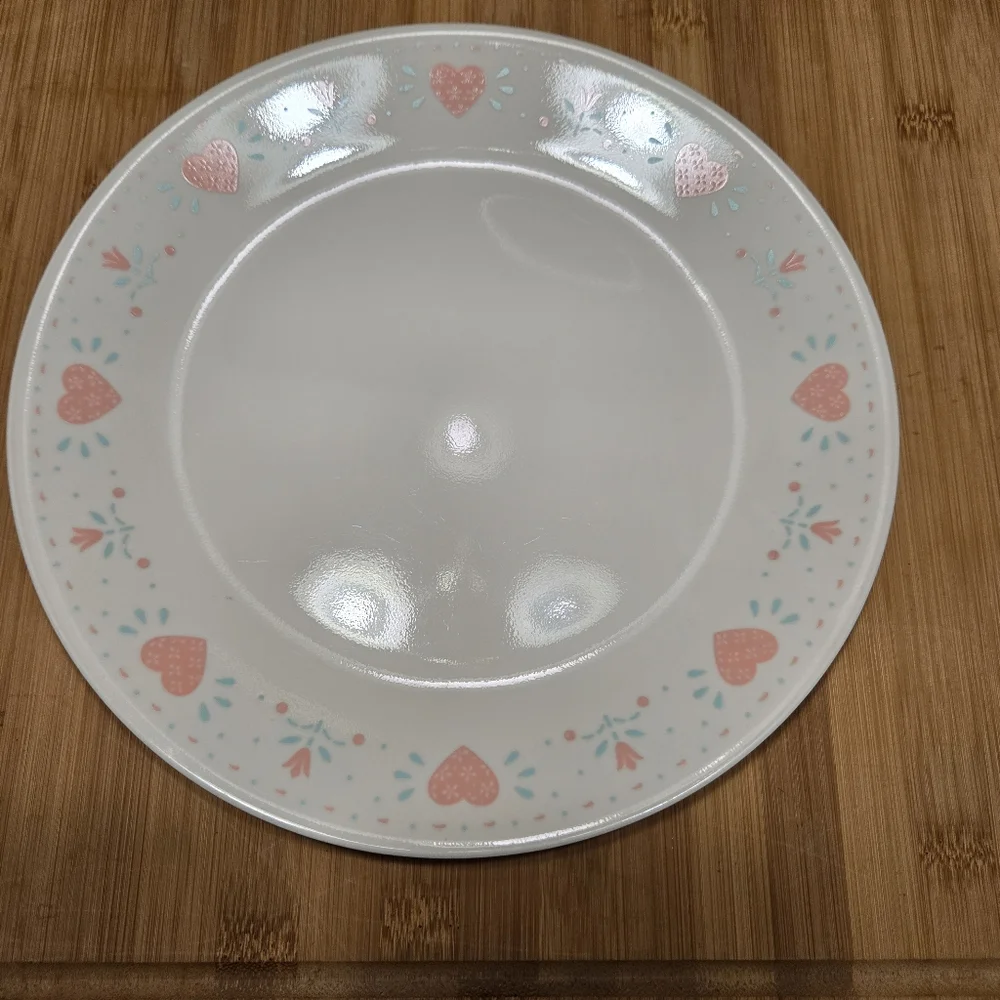 Set of 2 Forever Yours Dinner Plates, country farmhouse hearts 10 1/4